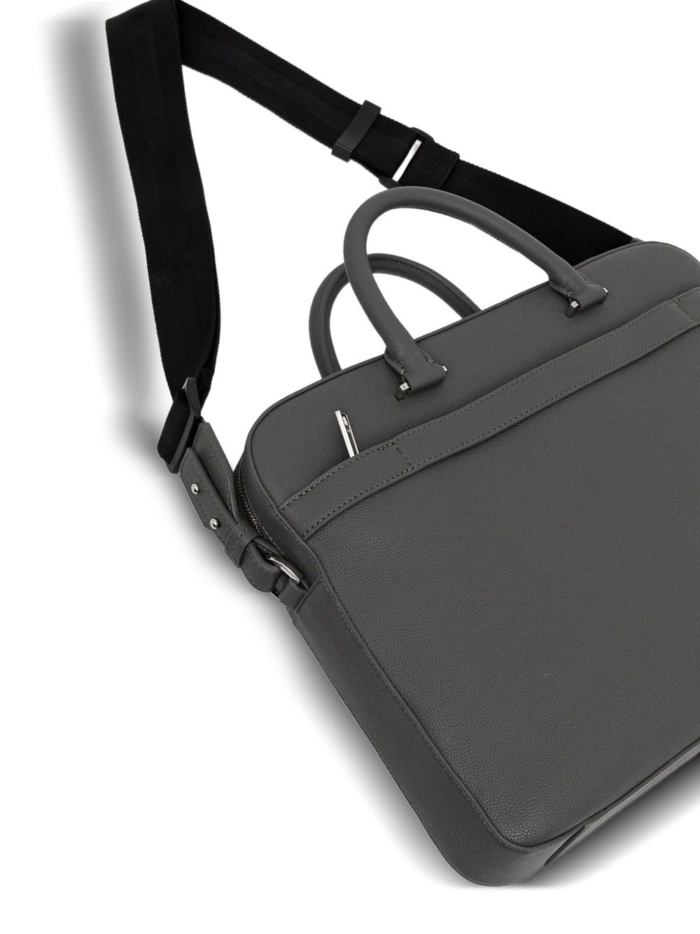 textured leather briefcase - 3