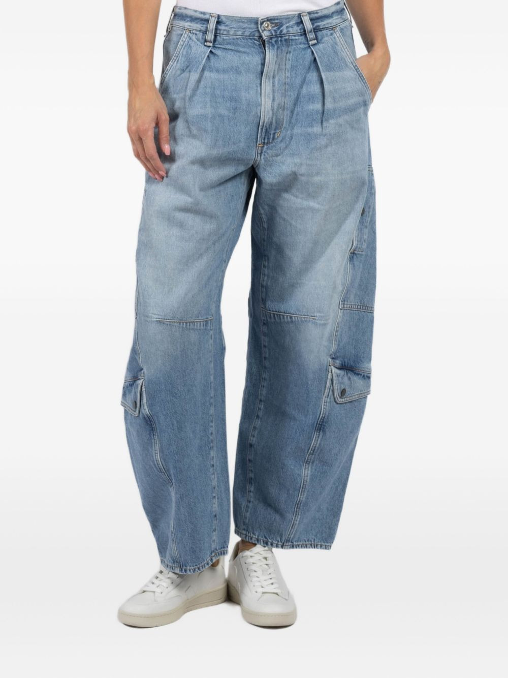 pleated-details flap-pocket jeans - 4