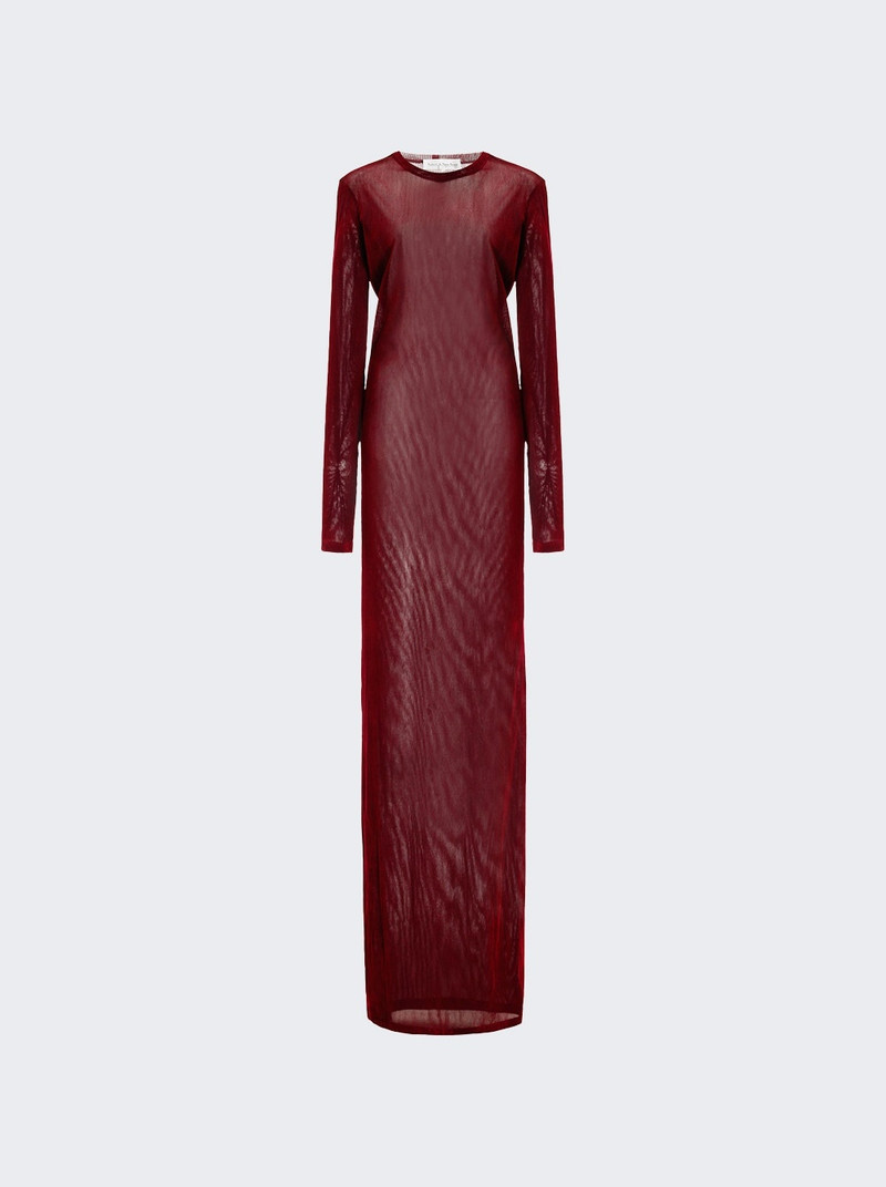 Long Sheer Mesh Dress Red 1