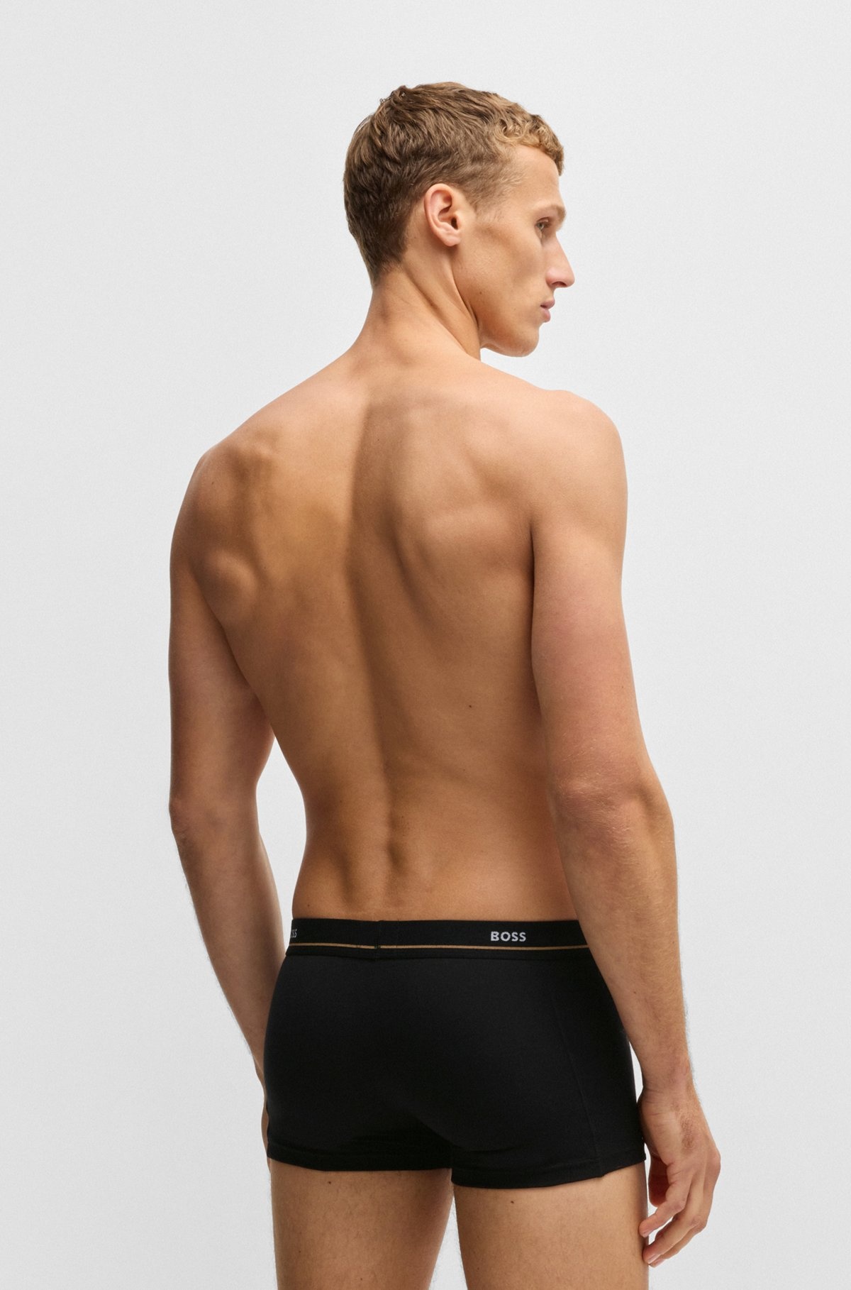 THREE-PACK OF STRETCH-COTTON TRUNKS WITH LOGO WAISTBANDS - 3