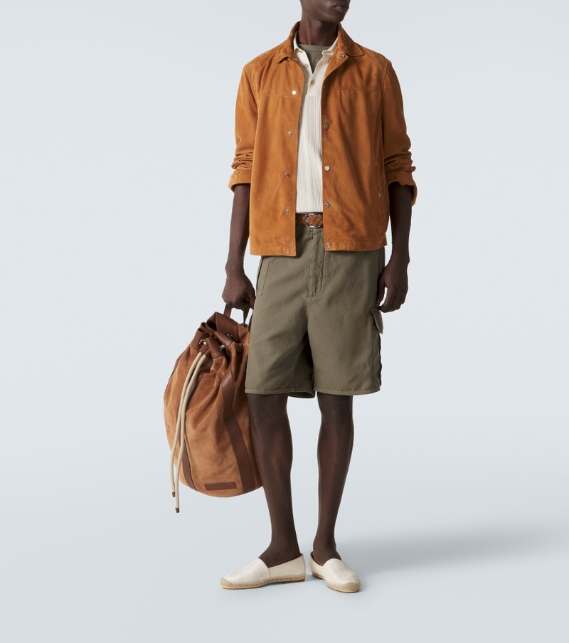 Brunello Cucinelli Suede-trimmed woven espadrilles outlook
