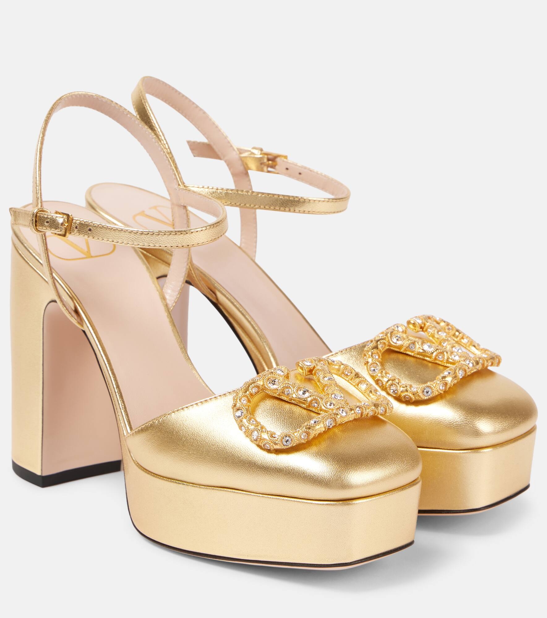 VLogo Signature leather platform pumps - 1