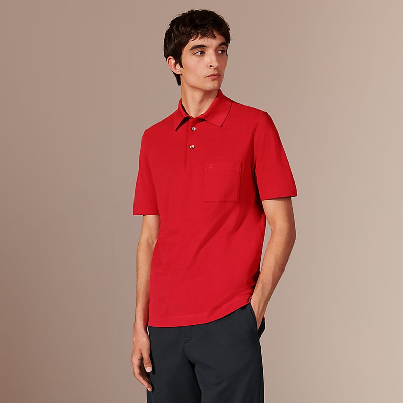 Hermès H embroidered buttoned polo shirt outlook