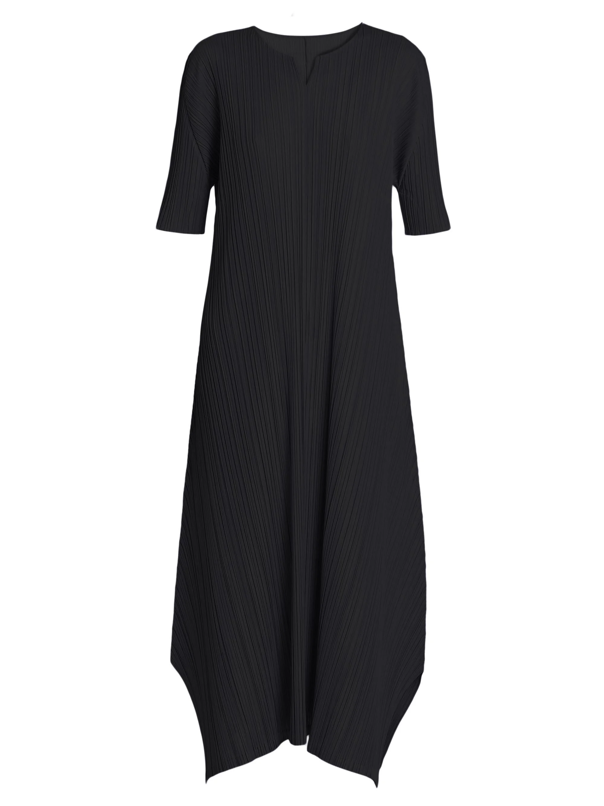 Women's Mellow Pleats Balloon Midi-Dress - Black - 1