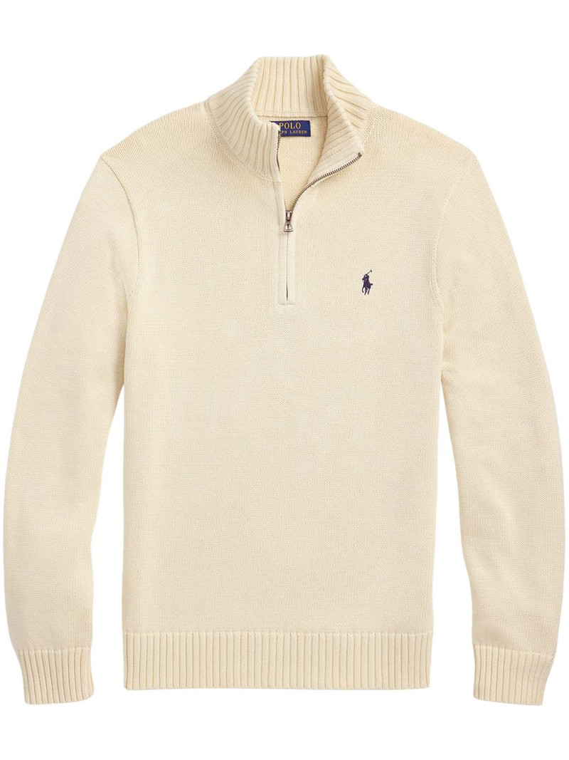 embroidered-logo polo sweater 1