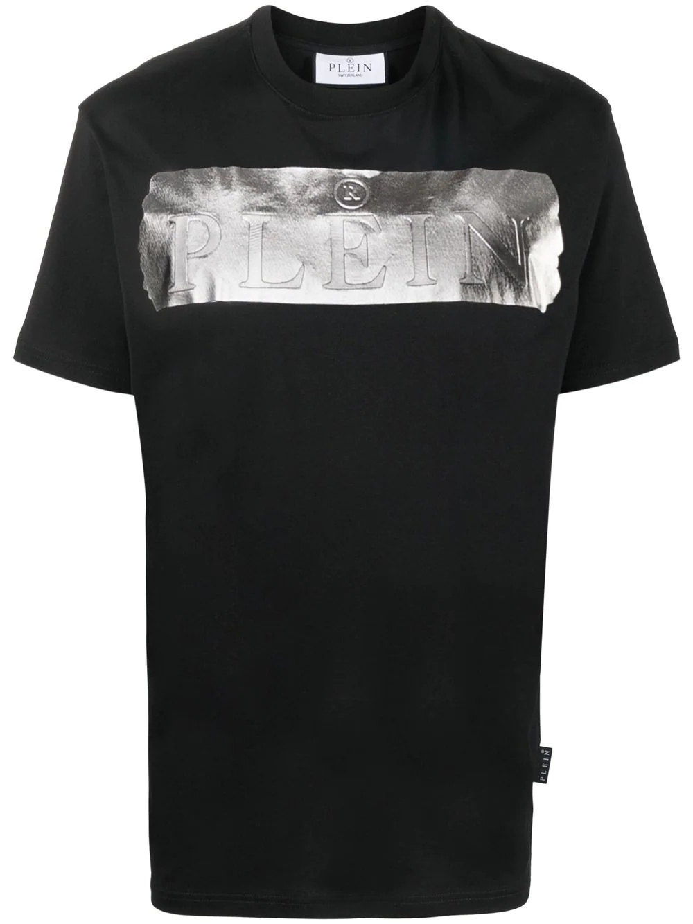 metallic-detail logo T-shirt - 1