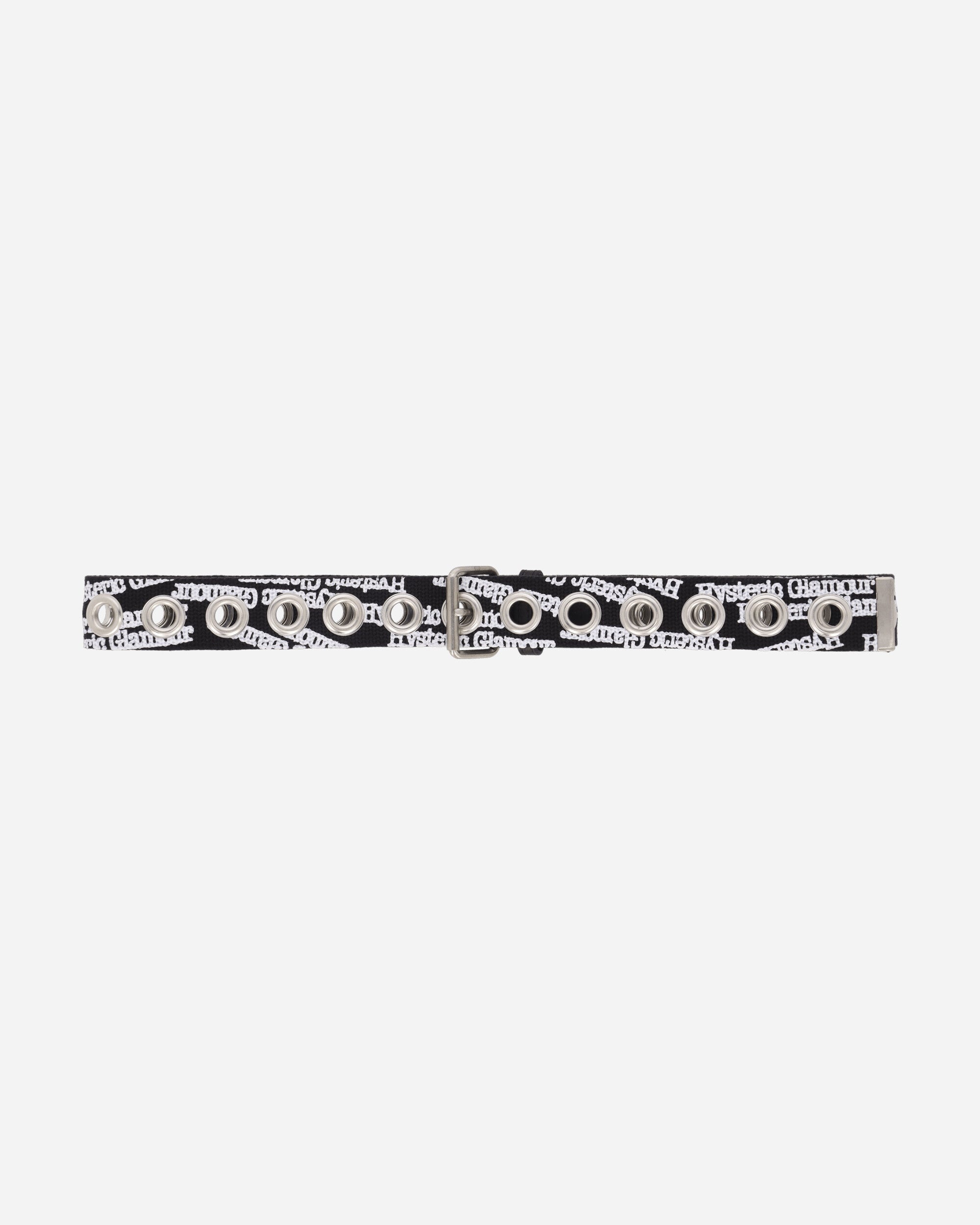 Type Logo Eyelet Tape Belt Black - 2