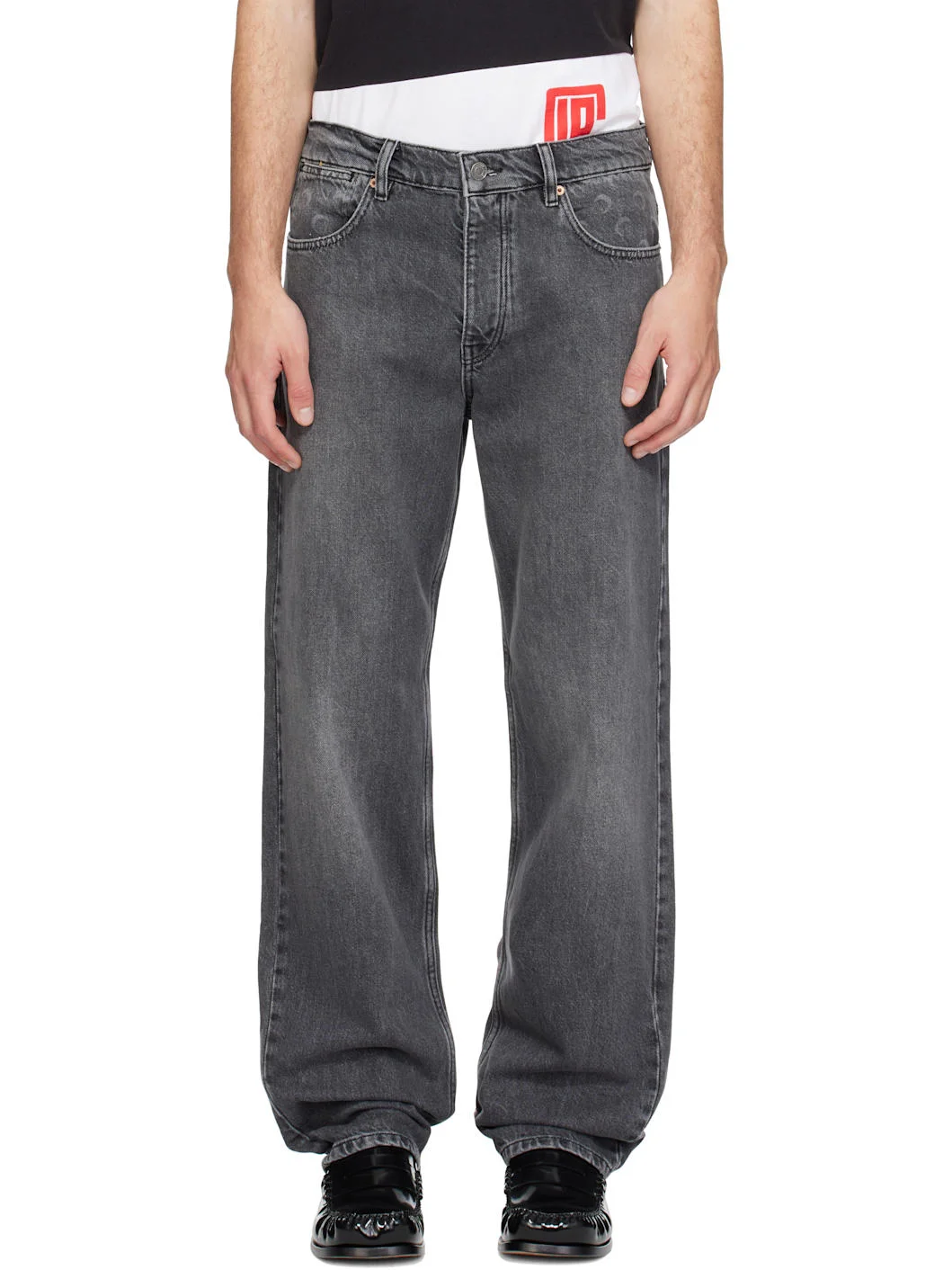 Gray Moon Laser Wash Straight Jeans - 1