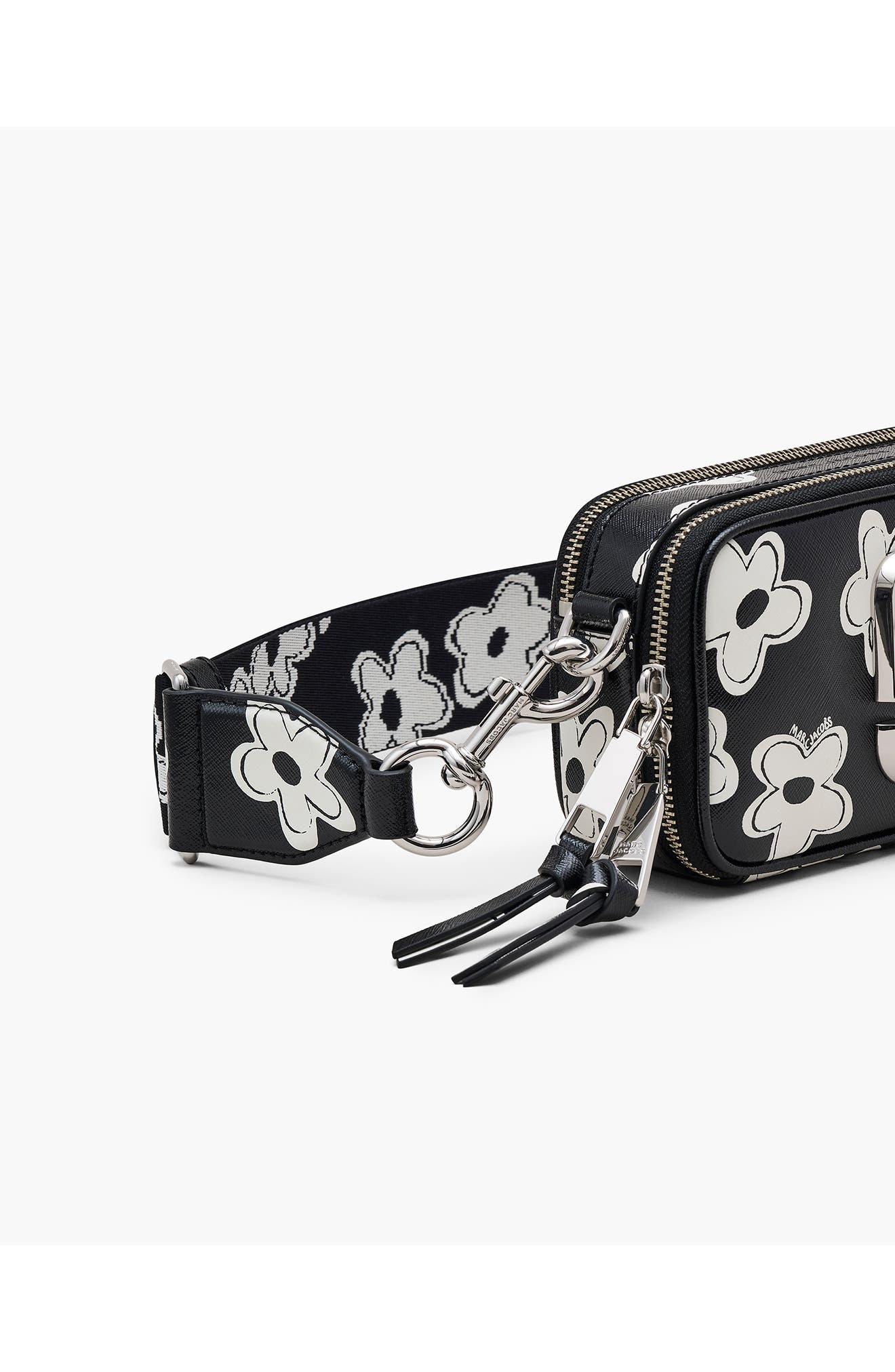 Marc Jacobs The Snapshot Daisy Leather Crossbody Bag in Black/white at Nordstrom - 7
