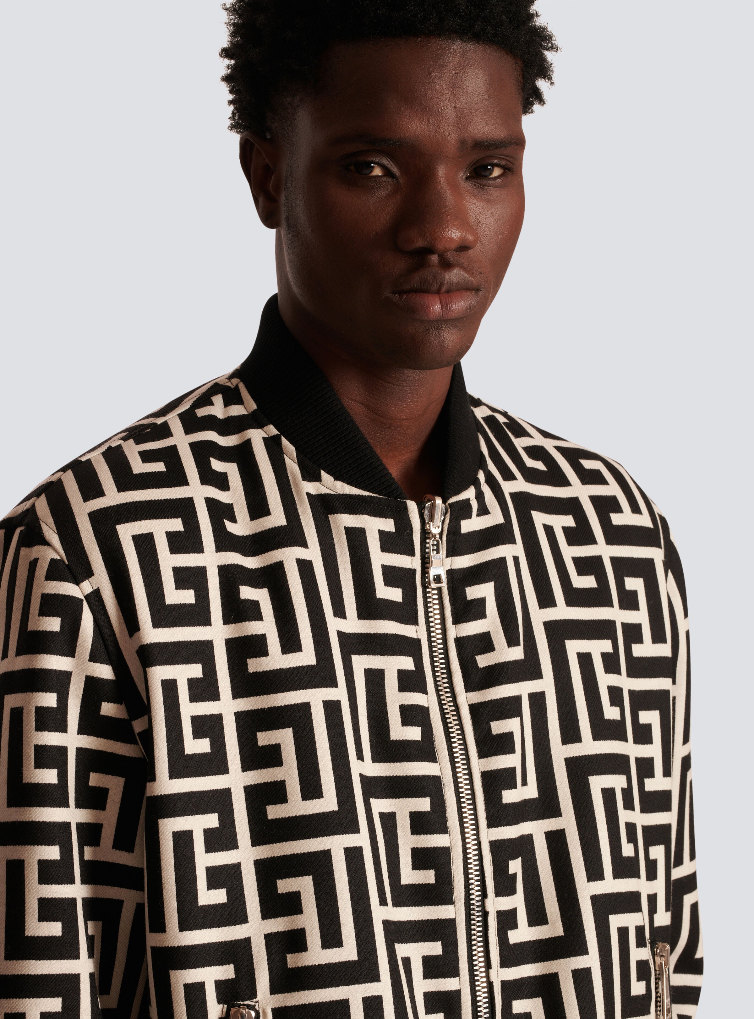 Reversible wool bomber jacket with monogram - 9