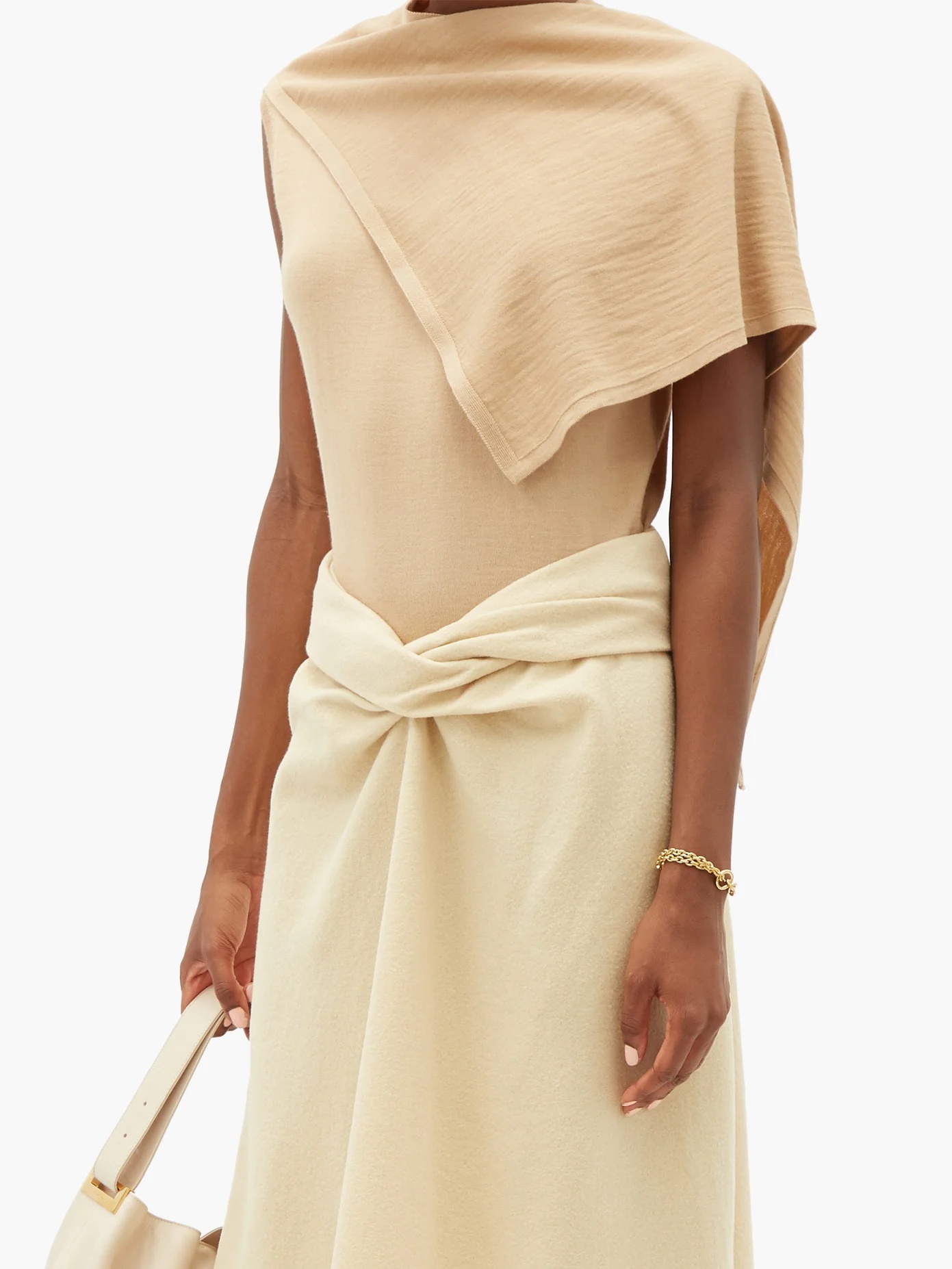 Draped-panel merino wool-blend jersey top - 6