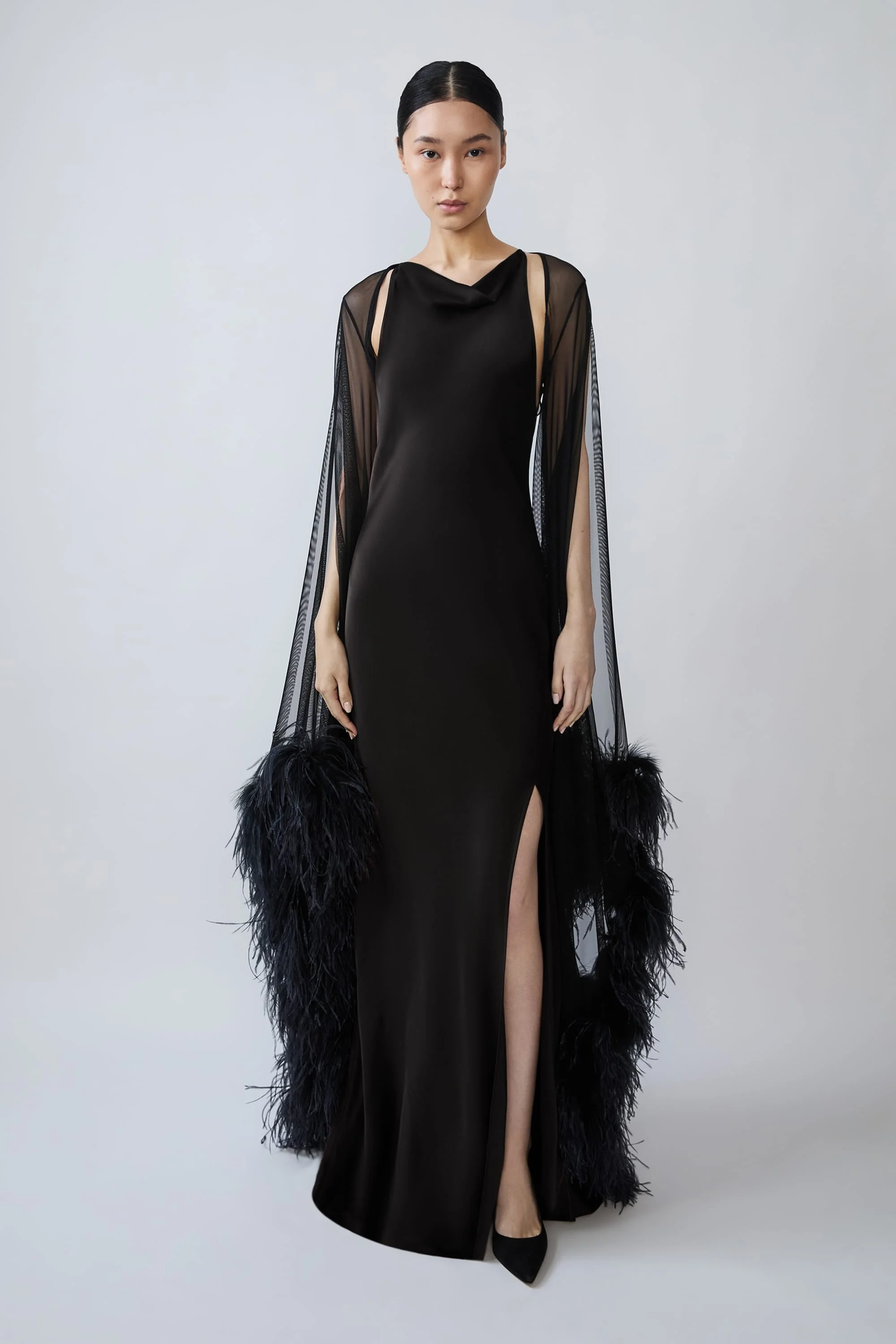 Mesh Shrug With Feathers - 1