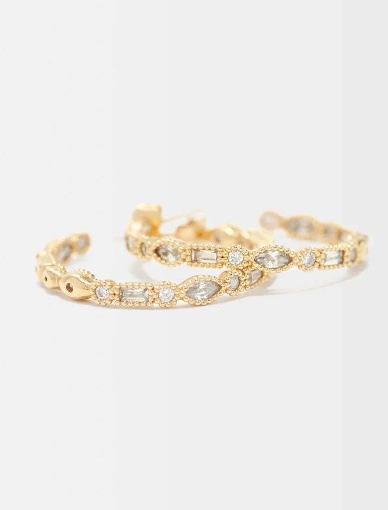 Diamanté-embellished large hoop earrings - 4