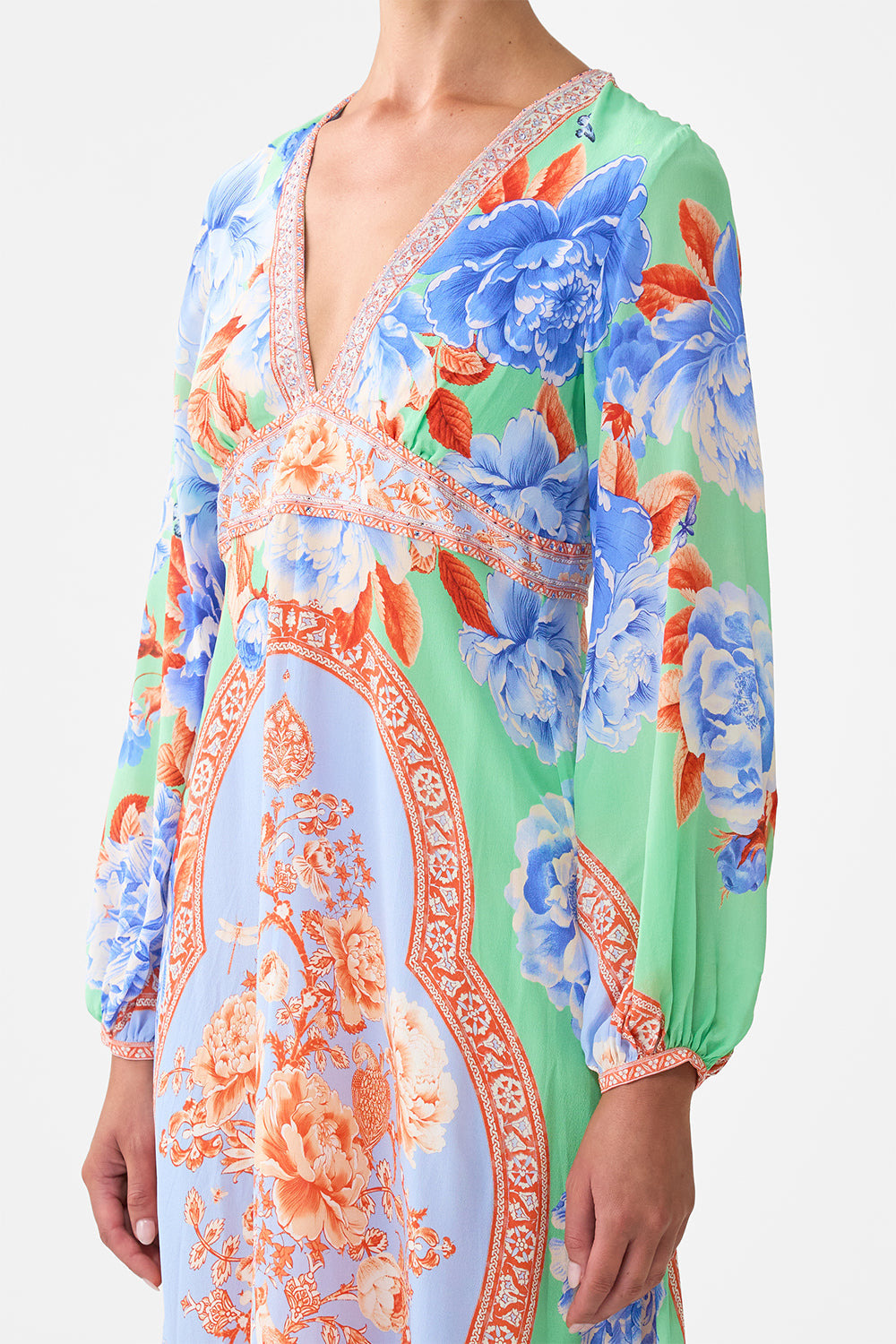 PRINTED LANTERN SLEEVE DRESS - 6