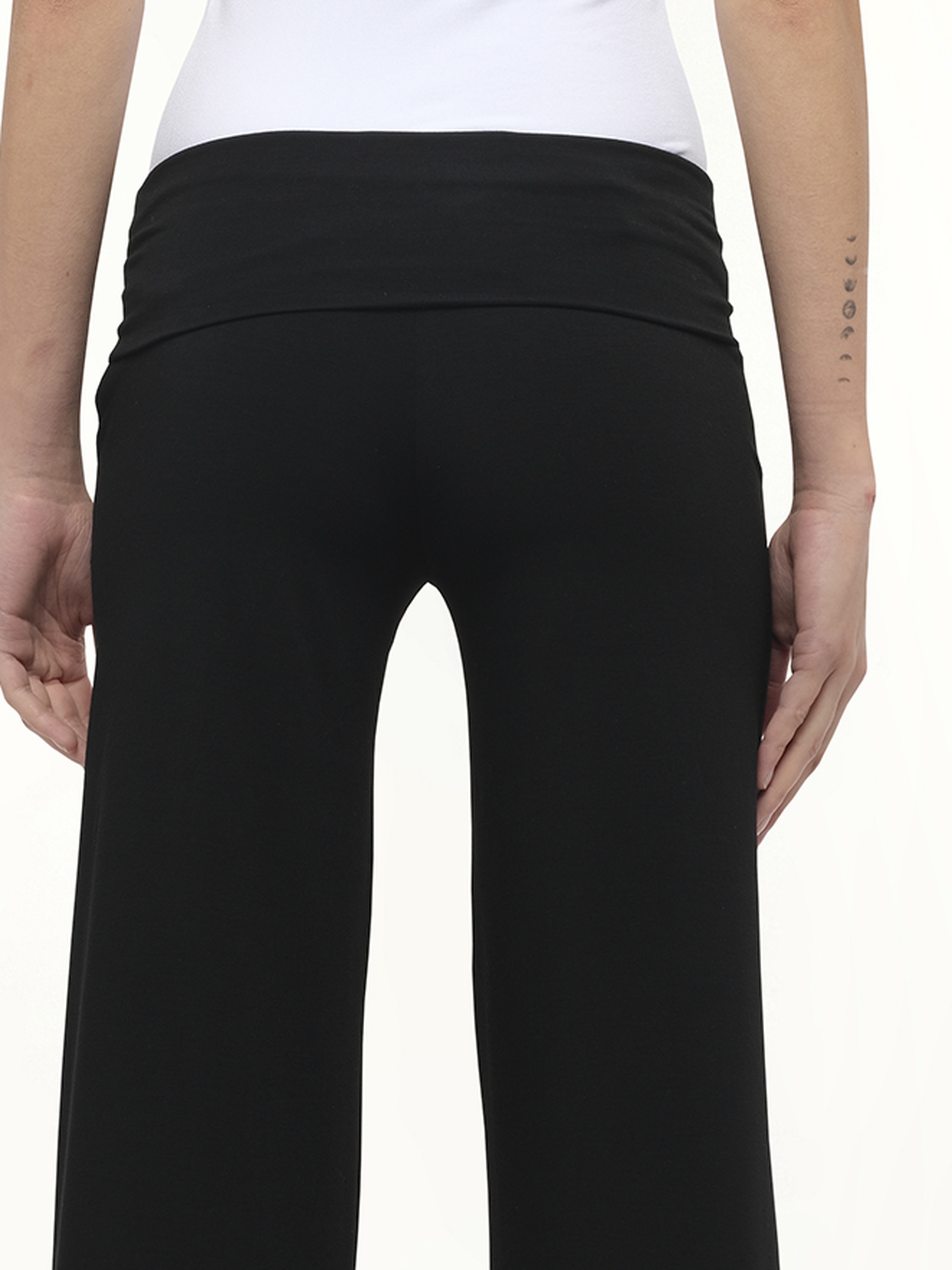 Afternoon Stretch Series - Folded High Waisted Pants in Black - 3