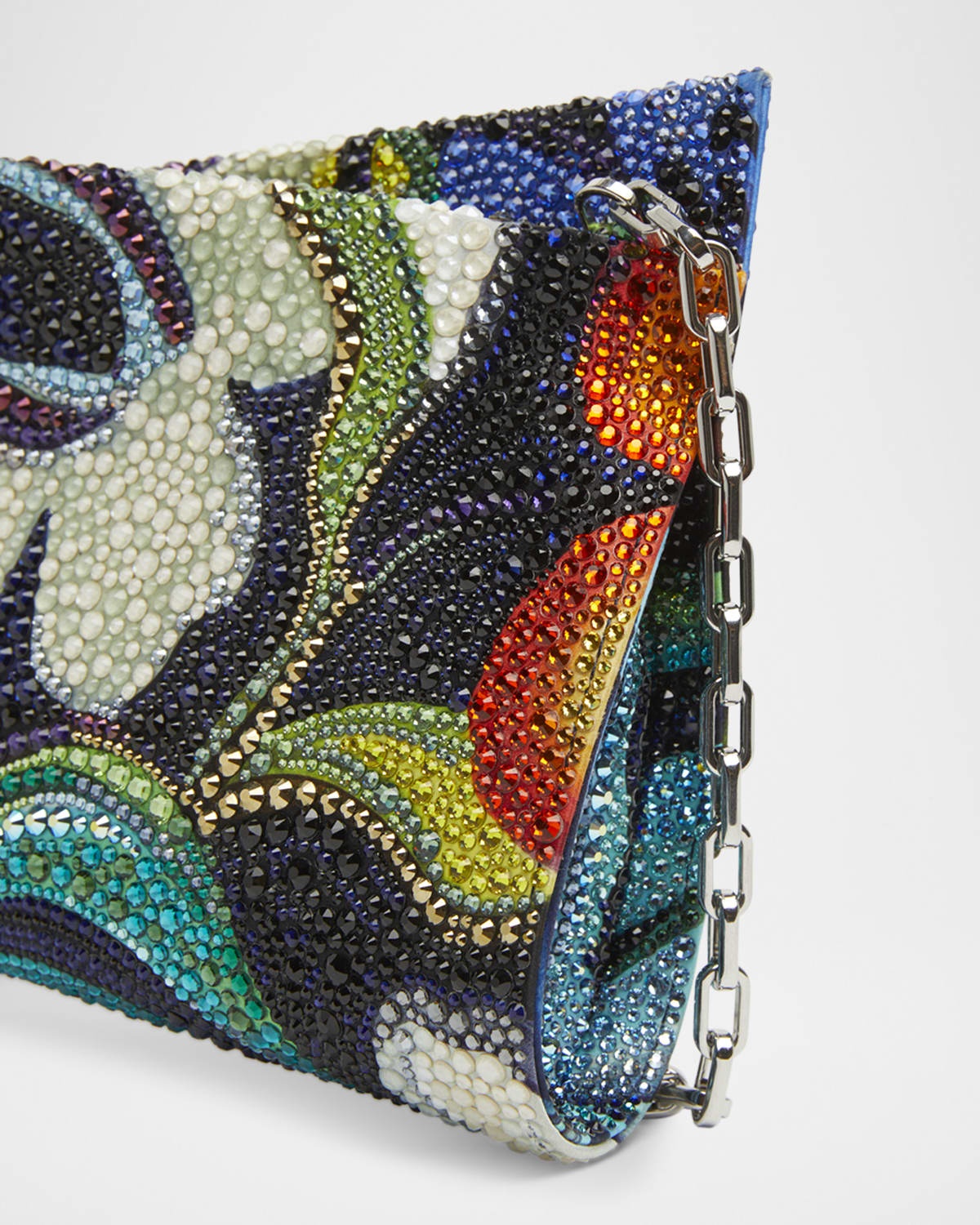 Loubi54 Small Shoulder Bag in Flower Strass Naplak Leather - 5