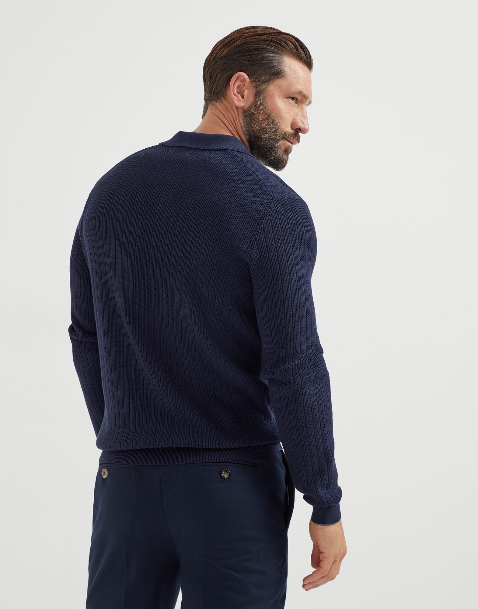 Honeycomb stitch rib knit polo shirt - 2