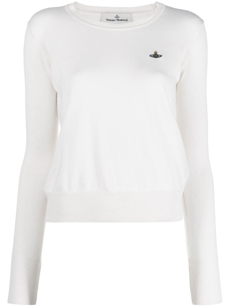 Orb-embroidered cotton-cashmere jumper 1