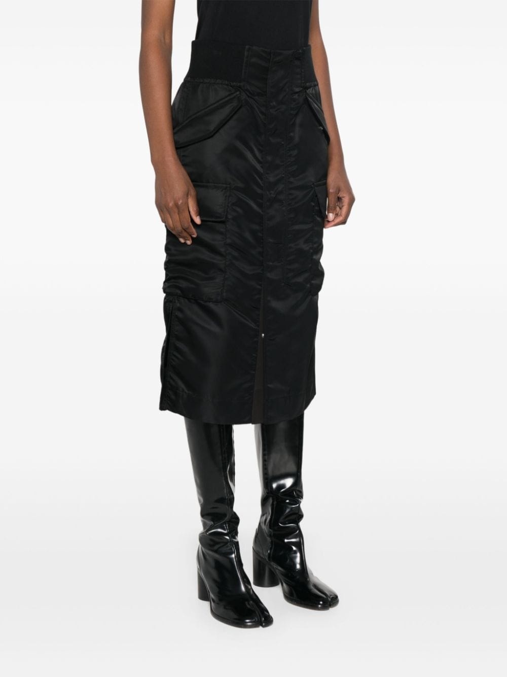 ribbed-waistband midi skirt - 3