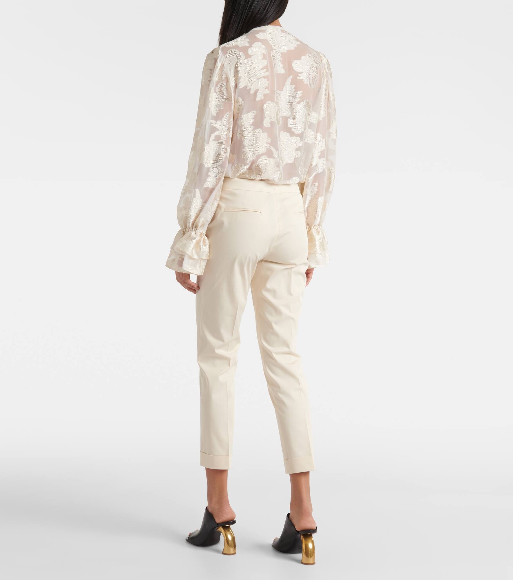 High-rise cotton-blend tapered pants - 3