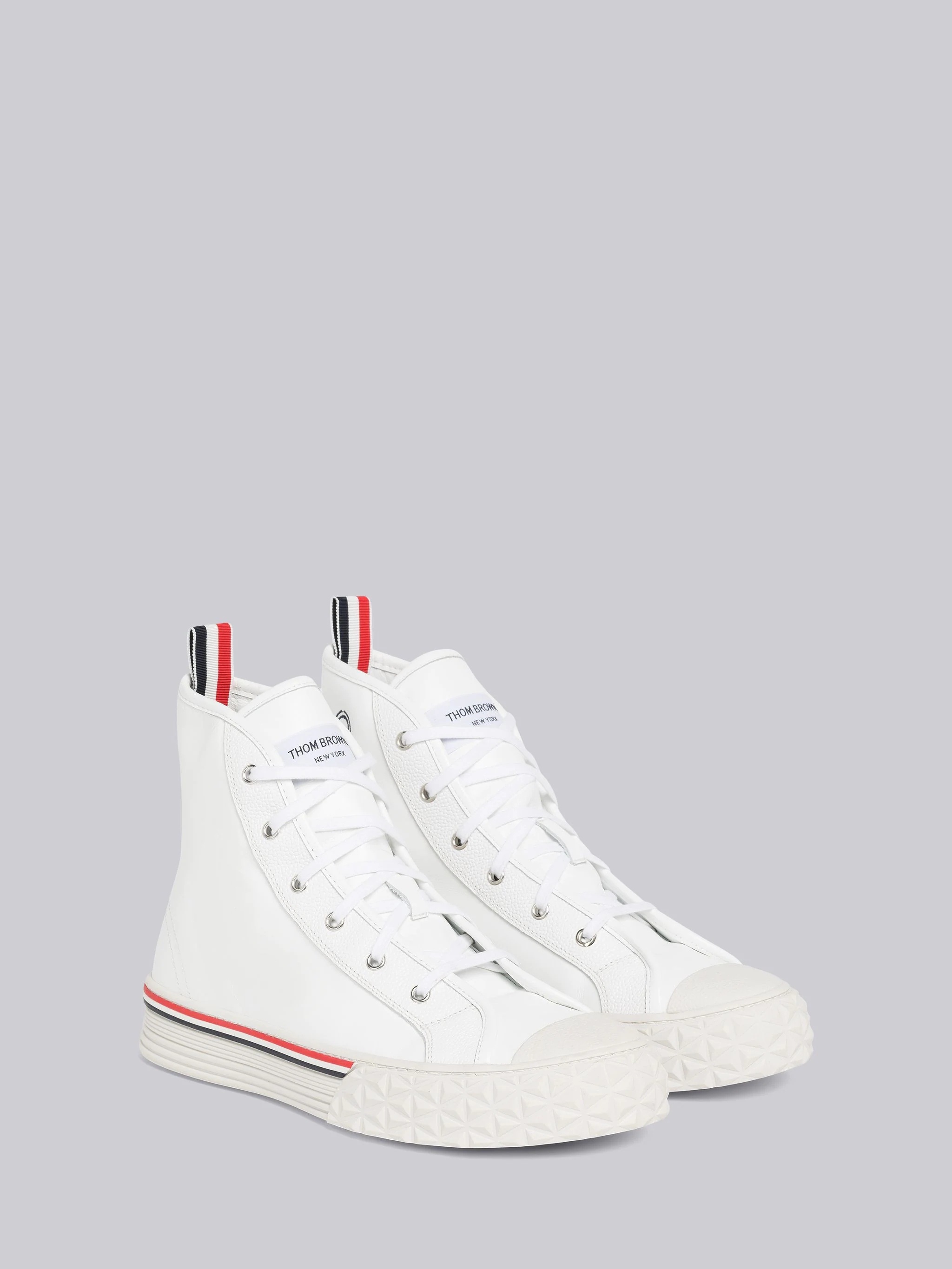【THOM BROWNE】 Collegiate High Top Trainer Thom Browne Collegiate High-top Trainers In Grey | ModeSens