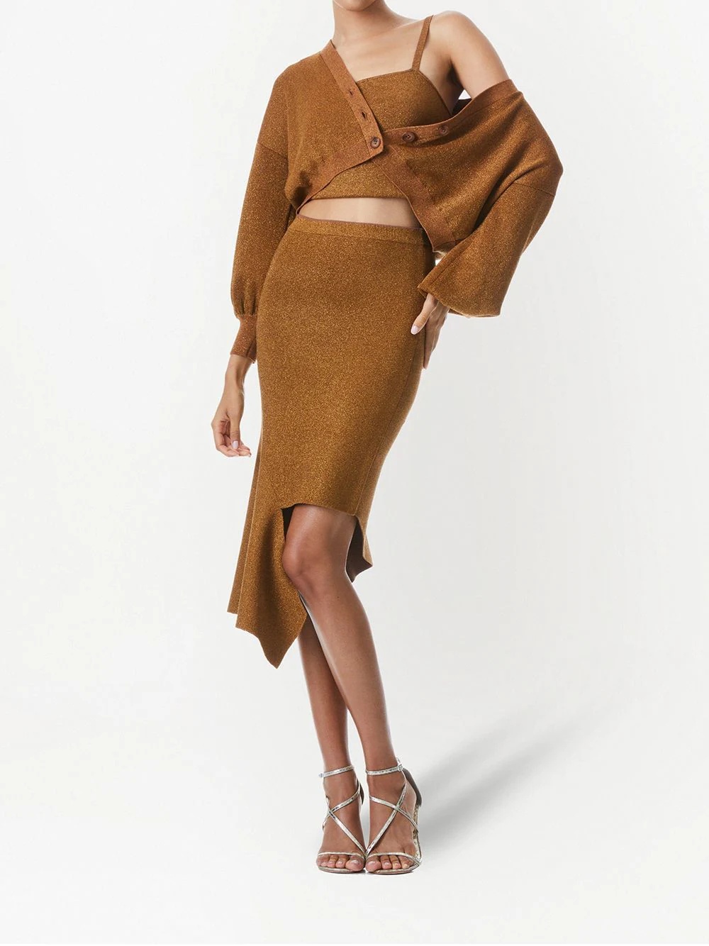 Zelina mettallic-knit cropped cardigan - 3
