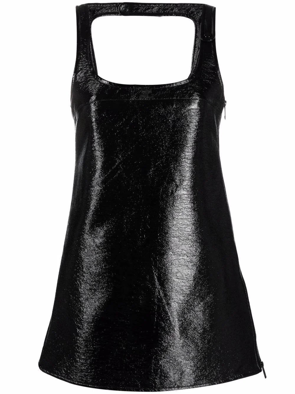 sleeveless vinyl mini dress - 1