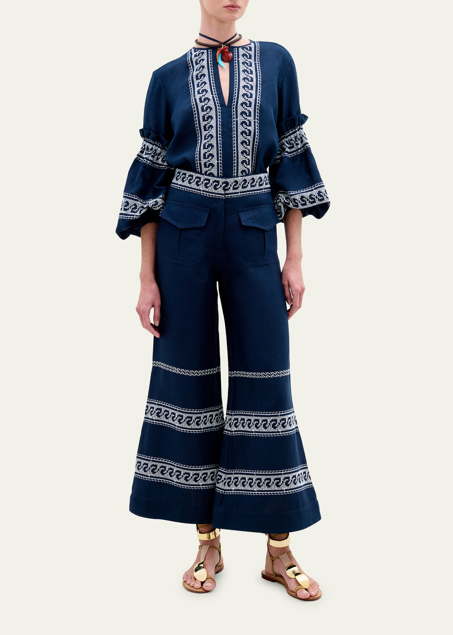 Lucaya Embroidered Balloon-Sleeve Blouse - 2