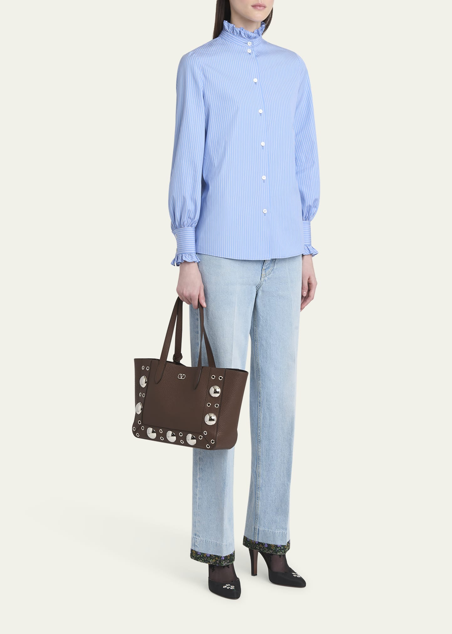 Nellcote Medium Studded Leather Tote Bag - 6