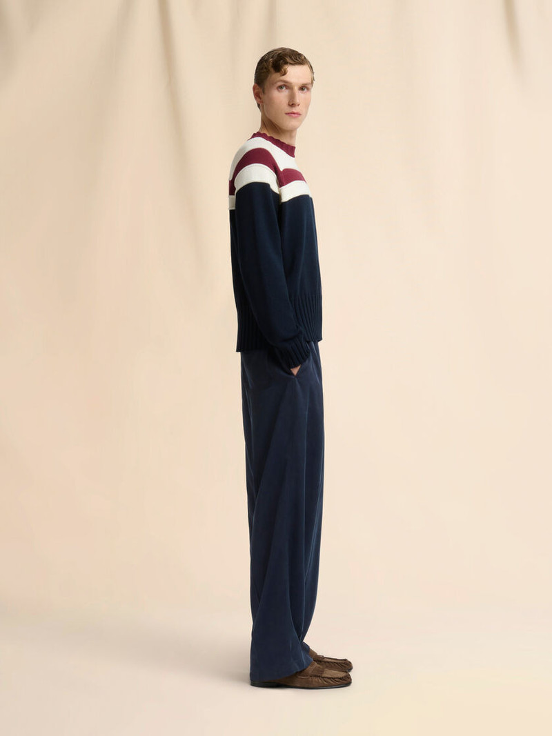 DEEP BLUE COTTON JUMPER WITH CONTRAST STRIPE 5