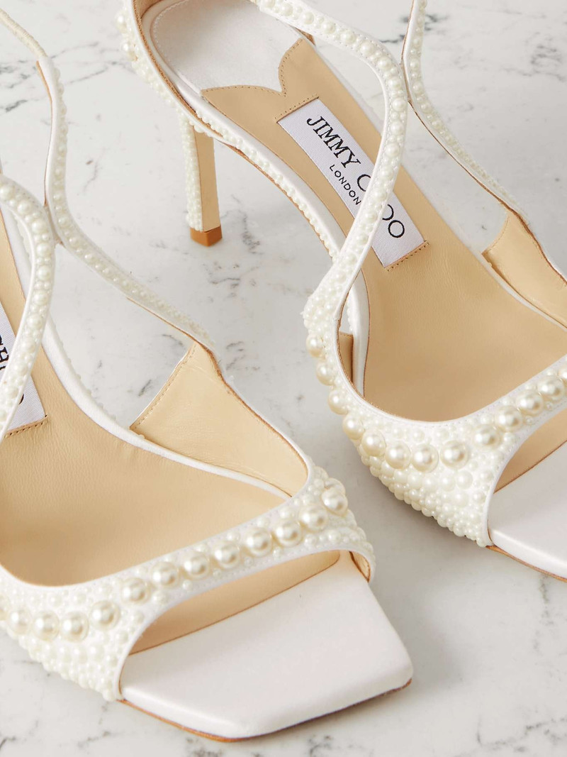 Azia 75 faux pearl-embellished satin sandals 4