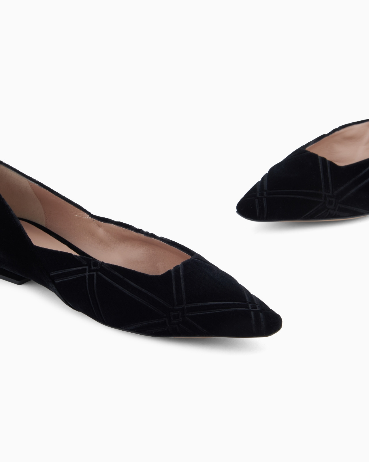 EMBOSSED MOTIF VELVET BALLERINAS - 5