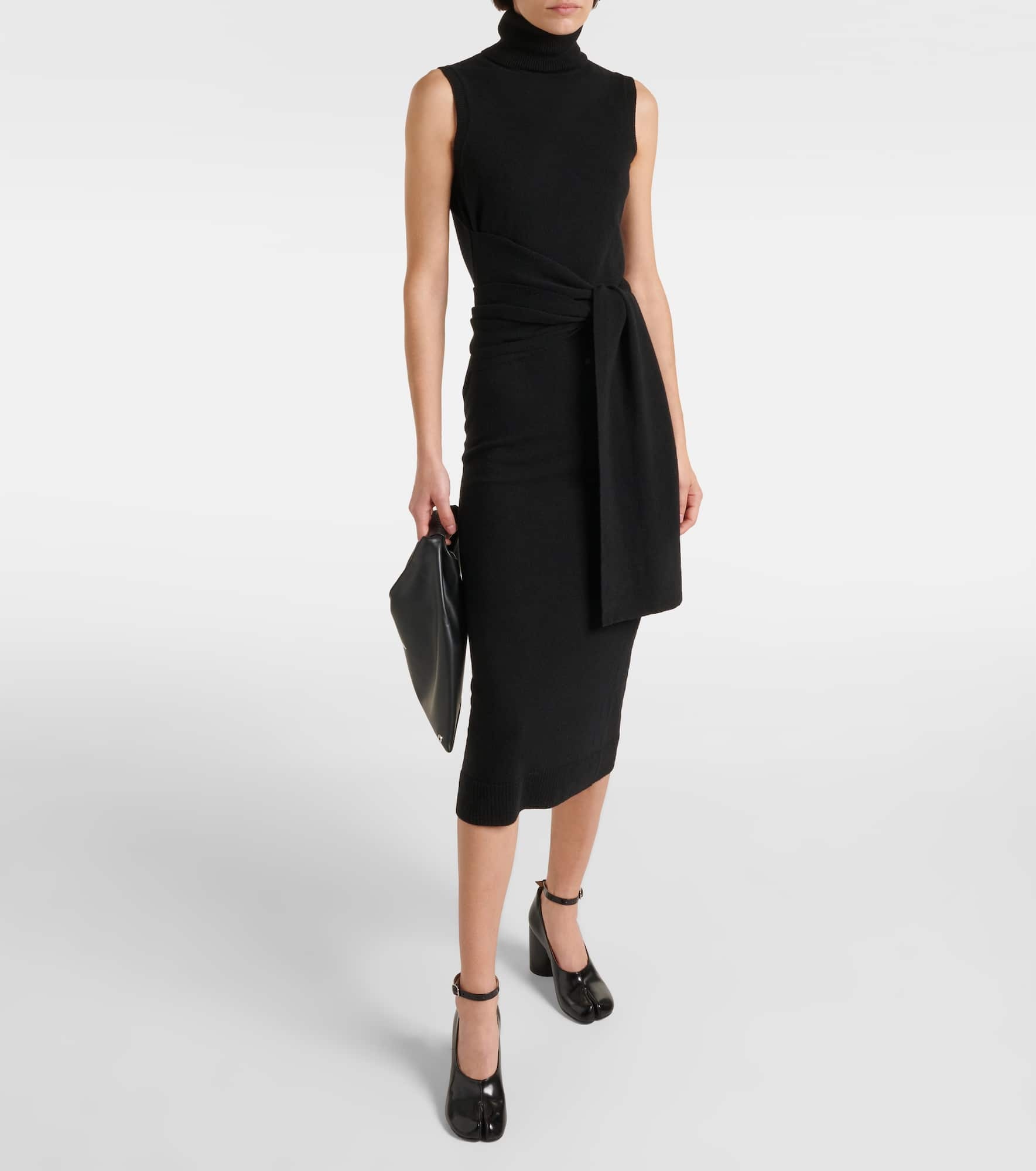 Tie-detail wool-blend midi dress - 2