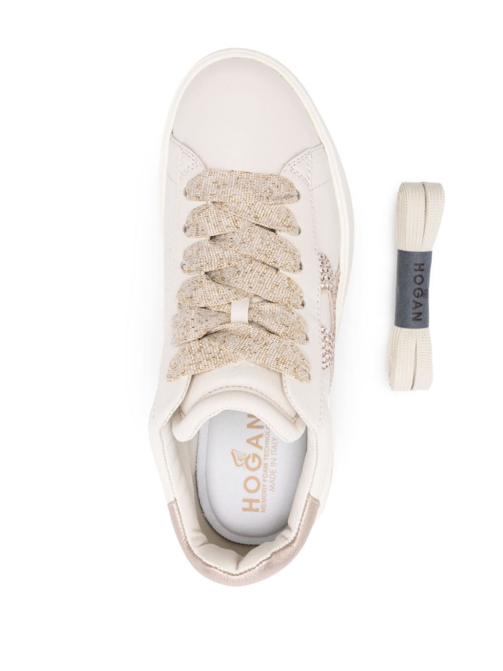 crystal-embellished leather sneakers - 4