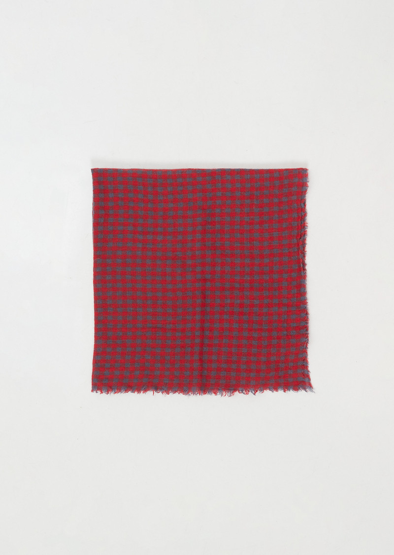 Check Small Cashmere Scarf — Raspberry Dark Turquoise 1