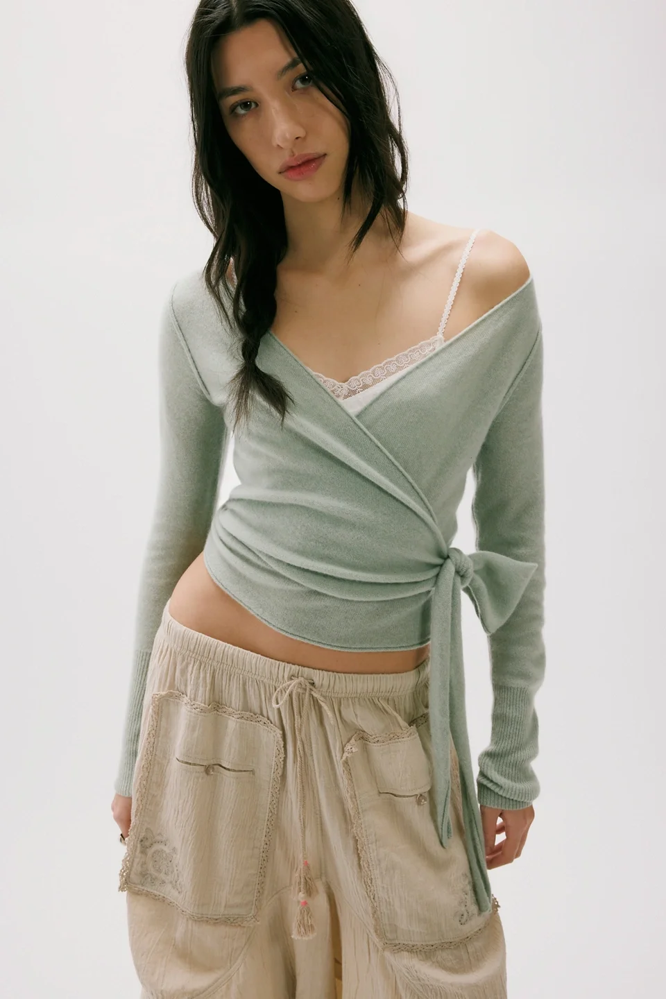 Cashmere Reversible Wrap Sweater - 1
