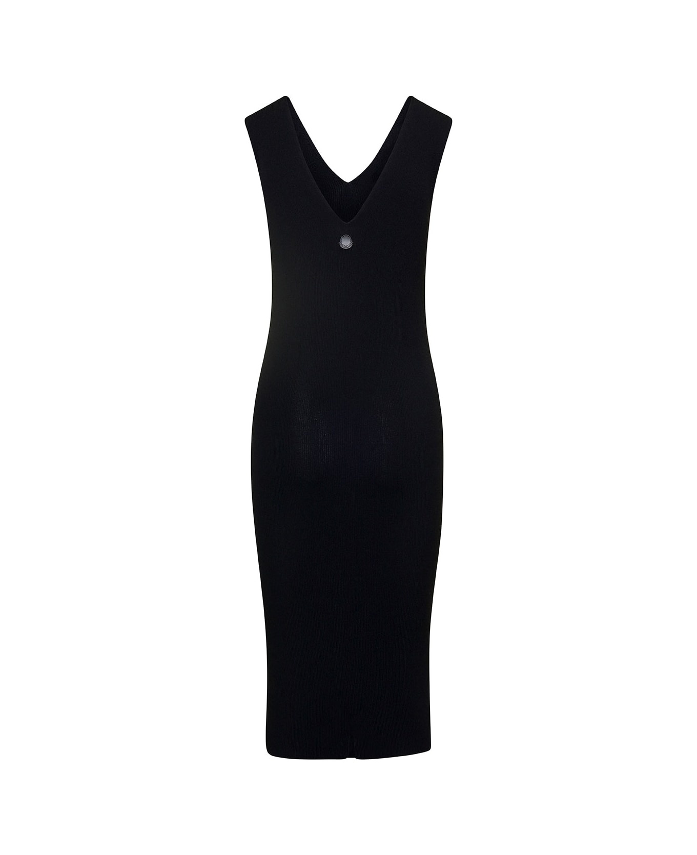 Mini Black Sleeveless Knit Dress With Logo Pstch In Viscose Blend Woman - 2
