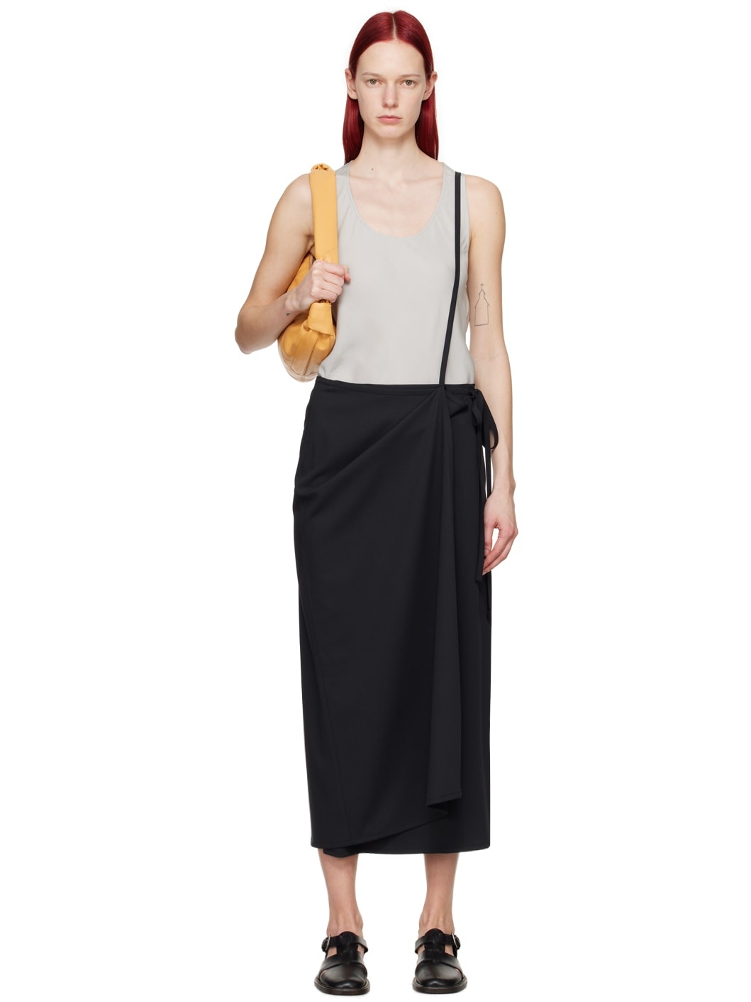 Black Tailored Midi Skirt - 1