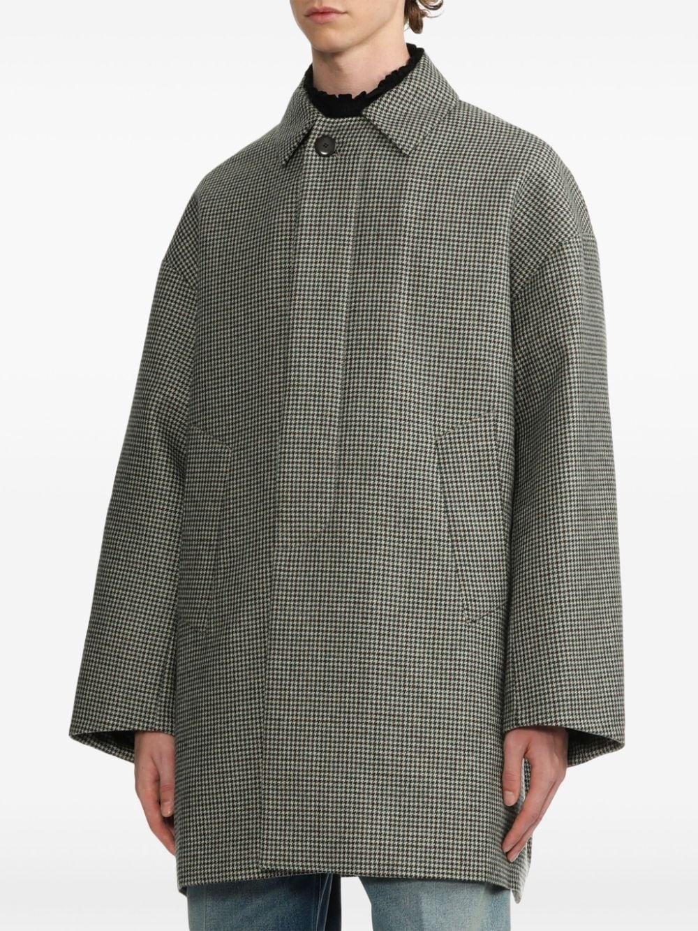 check-print coat - 3