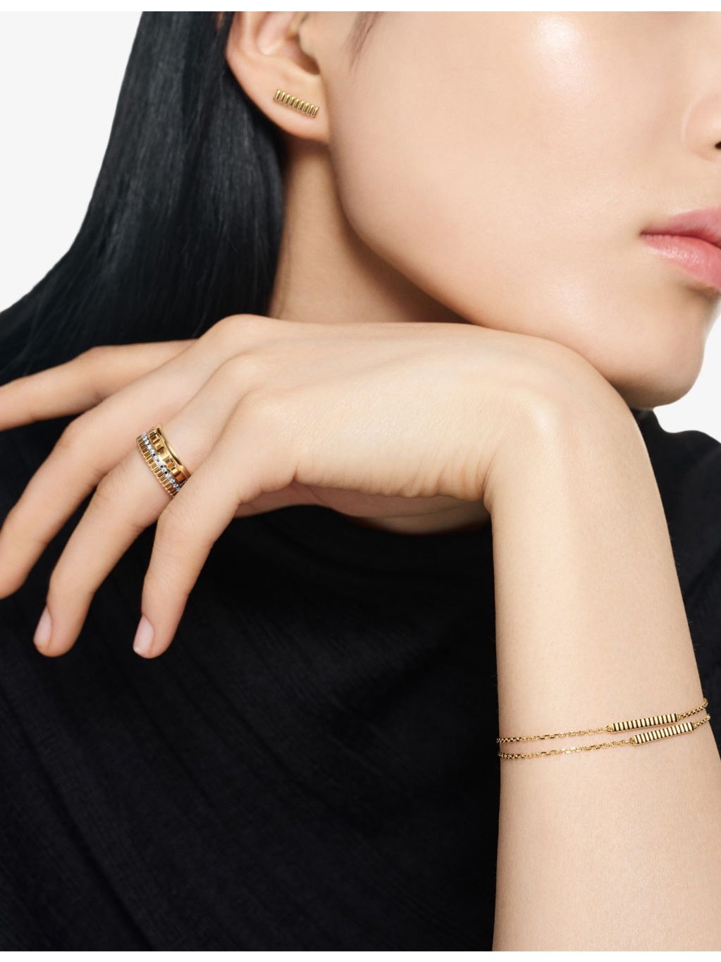 Quatre Grosgrain 18ct Yellow-Gold Stud Earrings - 2