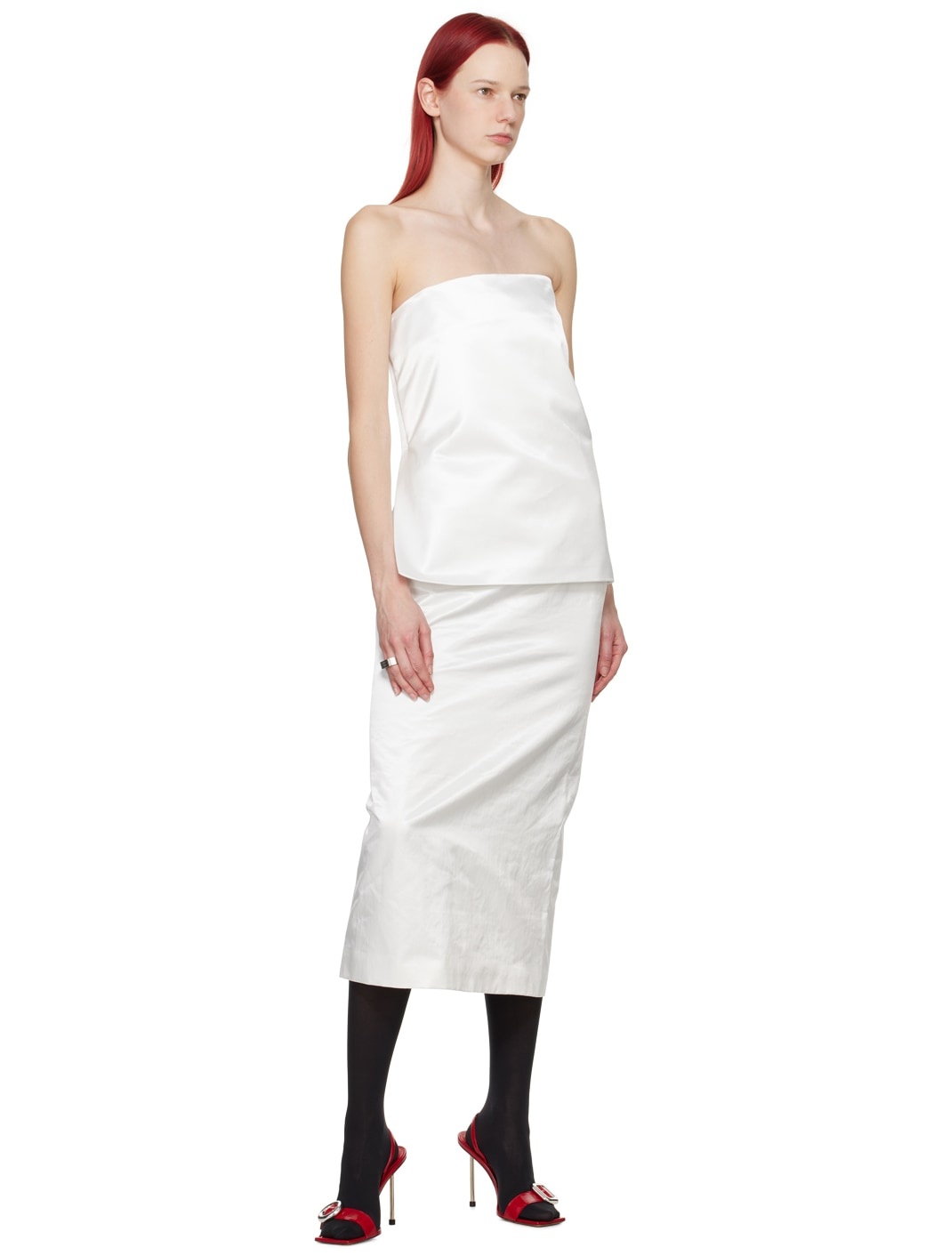 White Cellula Maxi Skirt - 4