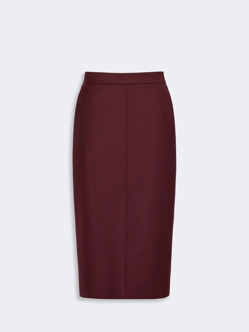 CECINA Wool flannel midi skirt - WINE-COLOURED 1