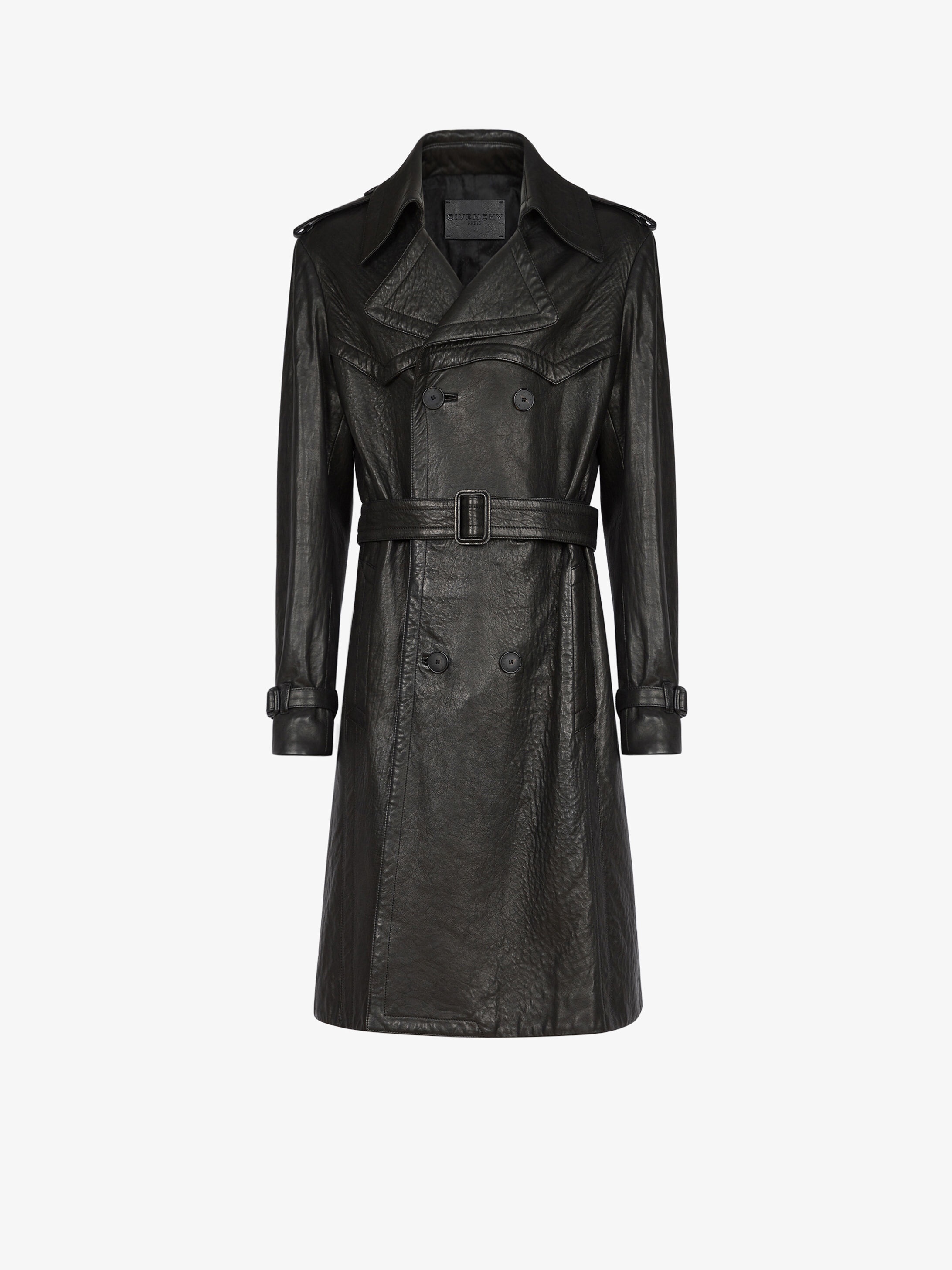 Trench in smooth leather with belt - 1