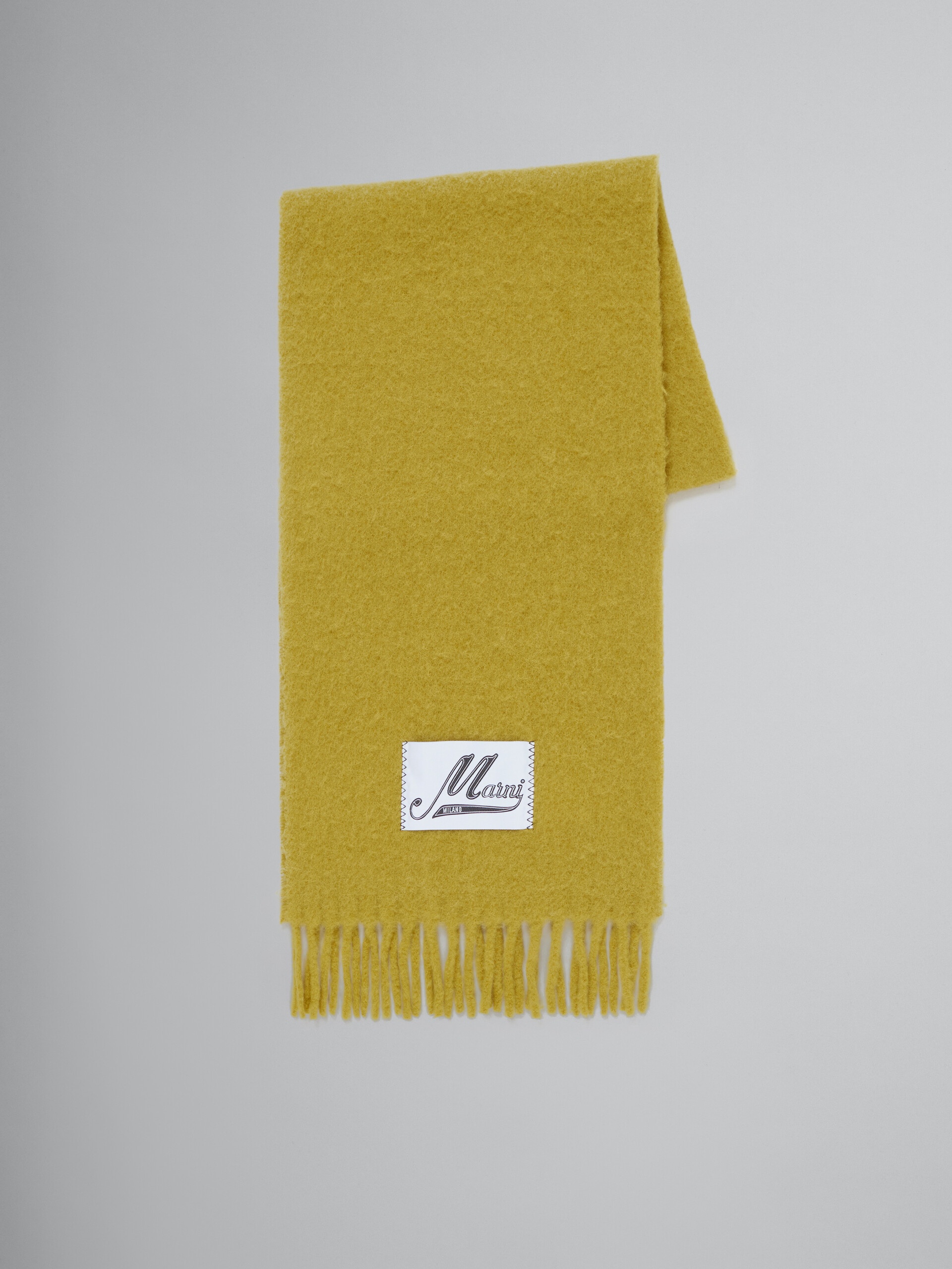 YELLOW BRUSHED ALPACA SCARF WITH FRINGES - 1