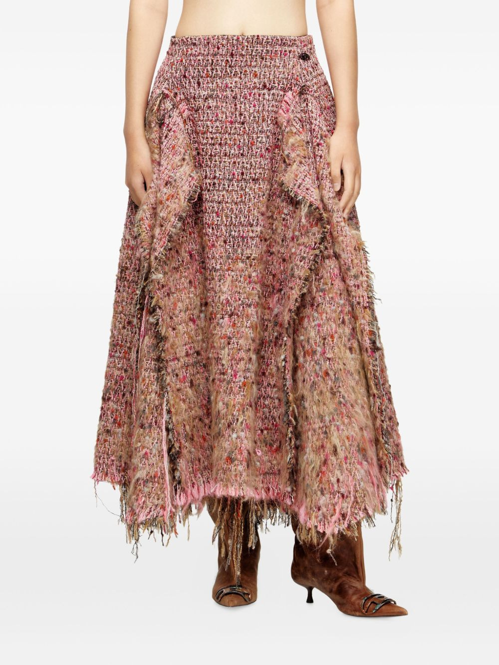 bouclé frayed asymmetrical skirt - 3