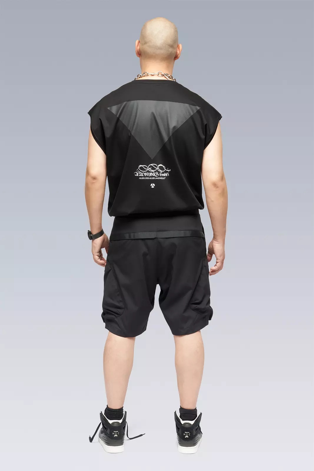 S25-PR-A 100% Cotton Mercerized Sleeveless T-shirt Black - 3