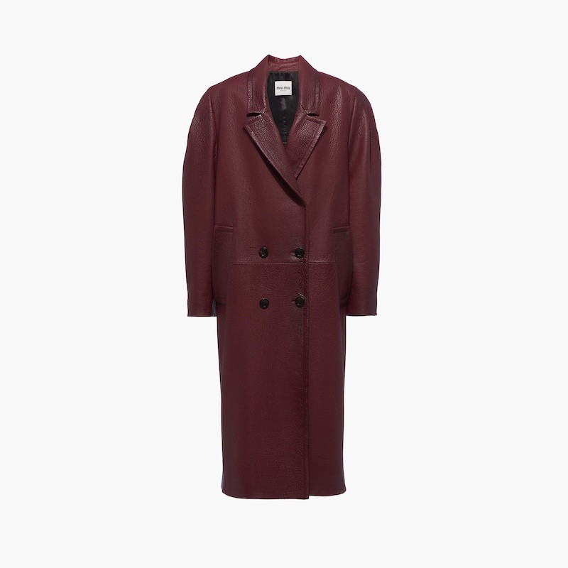 Miu Miu Oversized double-breasted nappa leather coat outlook
