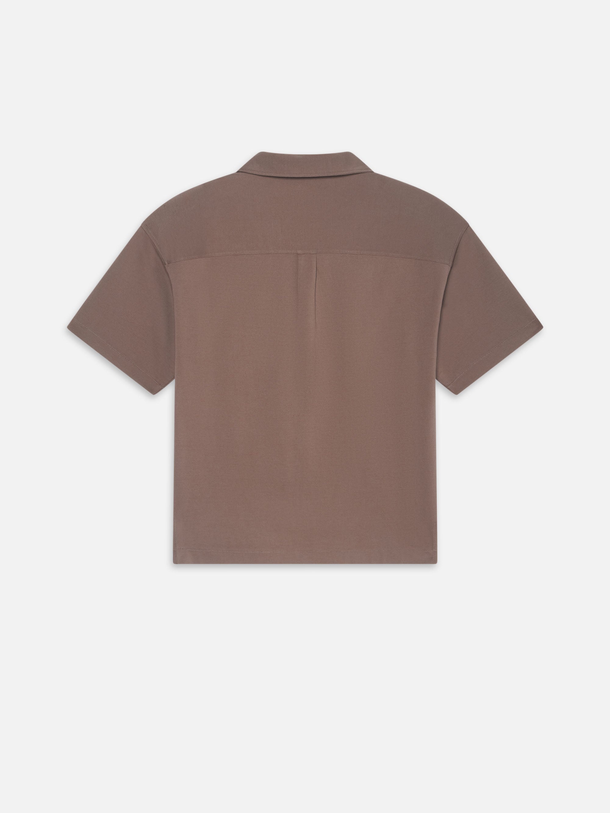 Light Pique Button Down Polo in Mauve - 4