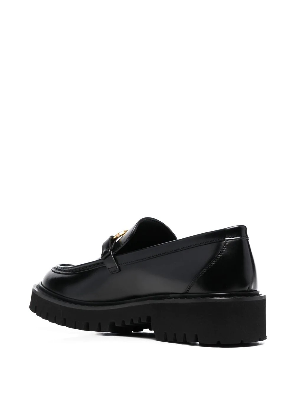 leather logo-plaque loafers - 3