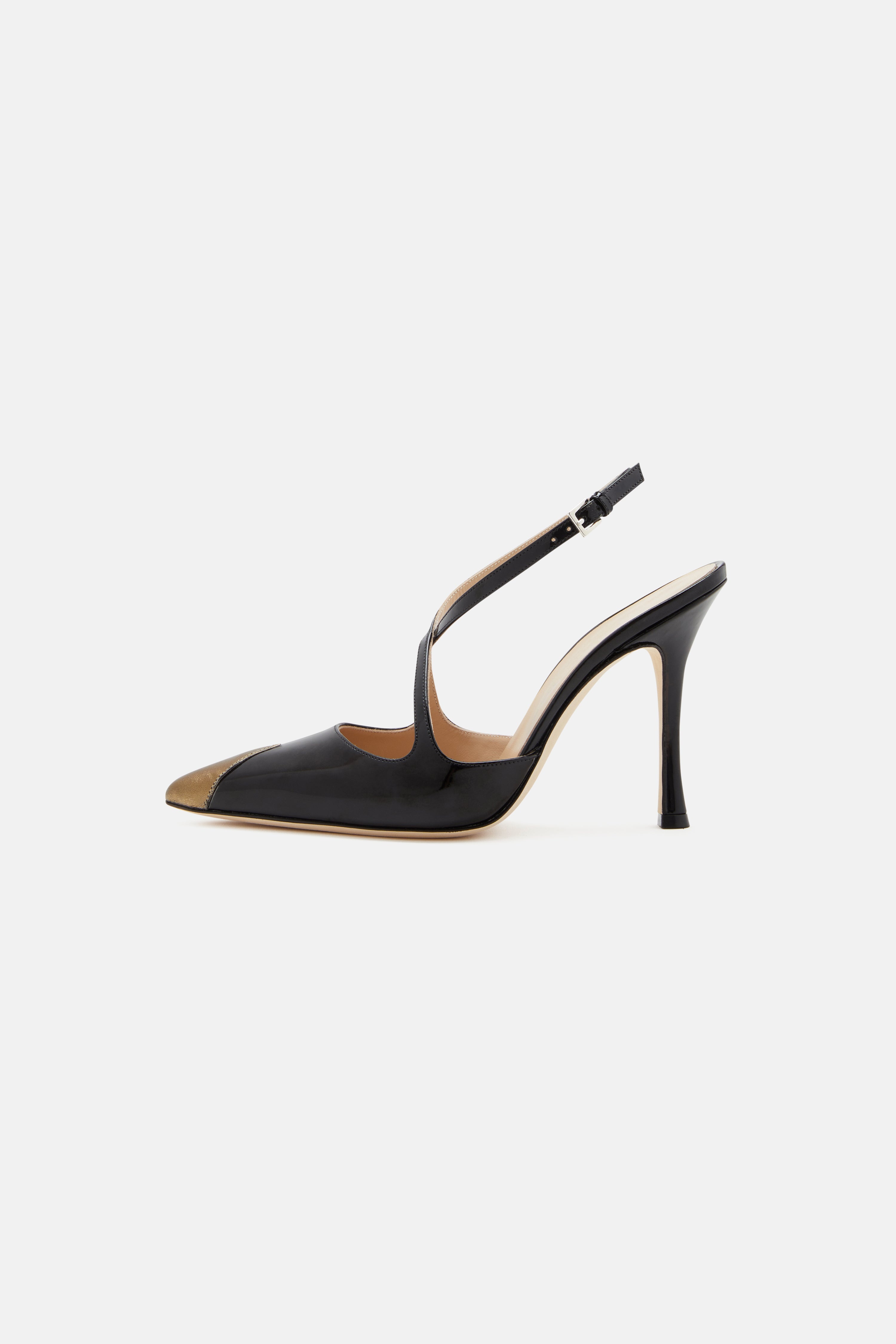 PATENT LEATHER SLINGBACK, CONTRASTING POINT-10,5CM - 3